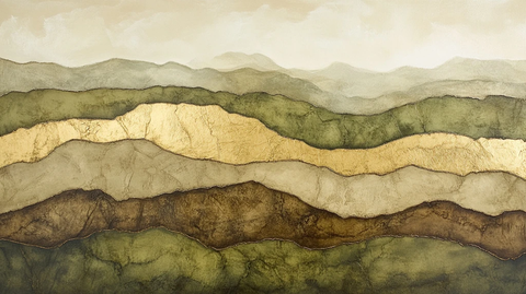 裂纹土壤与金色纹理