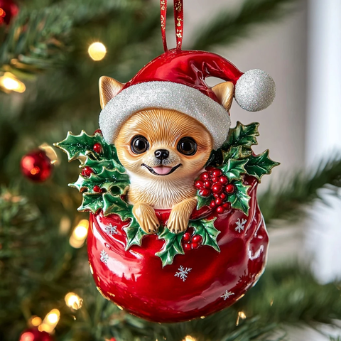 圣诞装饰品中的小鹿犬