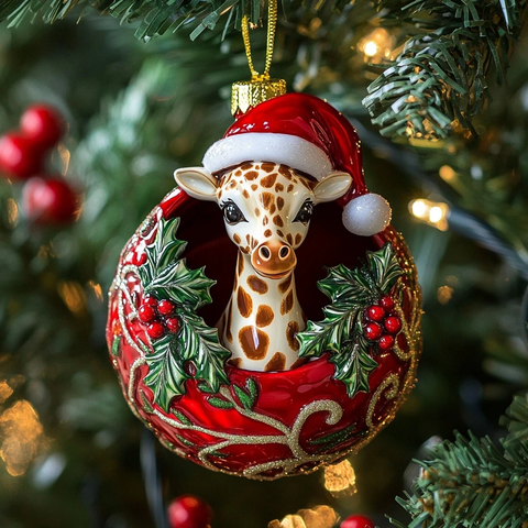 圣诞长颈鹿装饰球