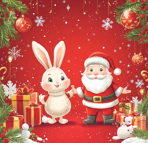 兔子与圣诞老人送礼物
