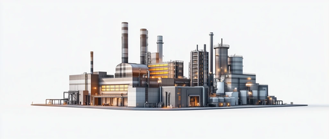 工业工厂3D插图