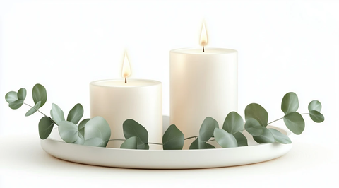 白蜡烛与桉树叶