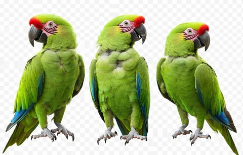 三只绿色鹦鹉