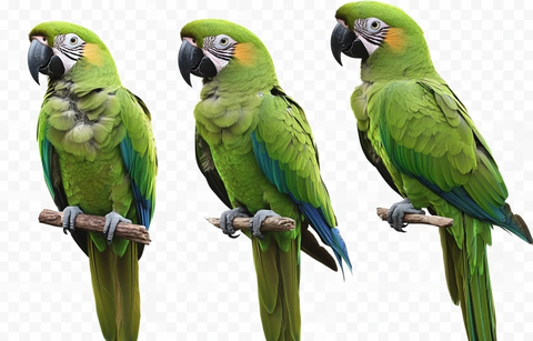 三只绿色鹦鹉