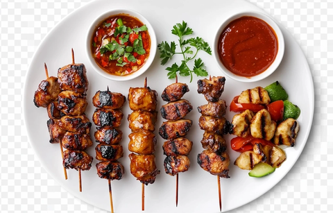 四种沙爹串配酱