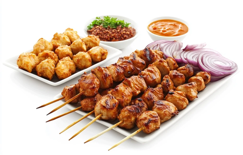 鸡肉沙爹串配蘸酱