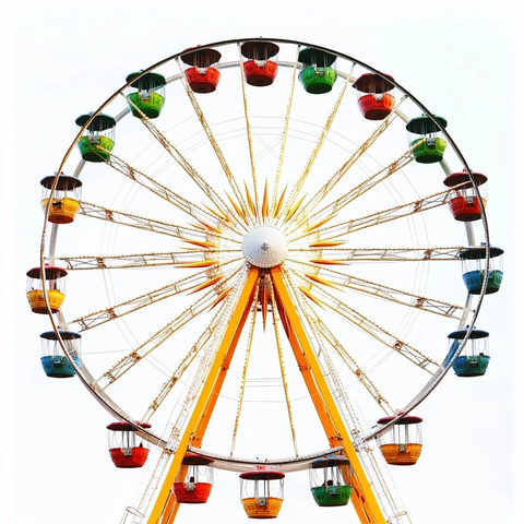 白色背景前视图摩天轮