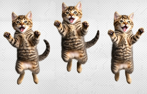 跳跃的棕色虎斑猫