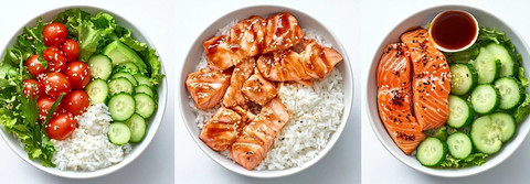 夏威夷鱼饭碗配牛油果和黄瓜