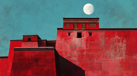 月夜下的红墙