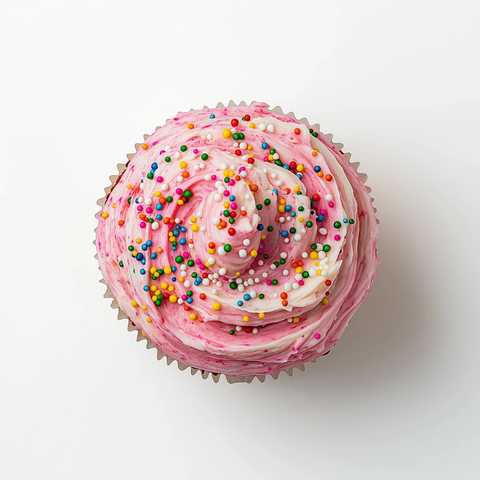 粉色糖霜彩色糖粒纸杯蛋糕