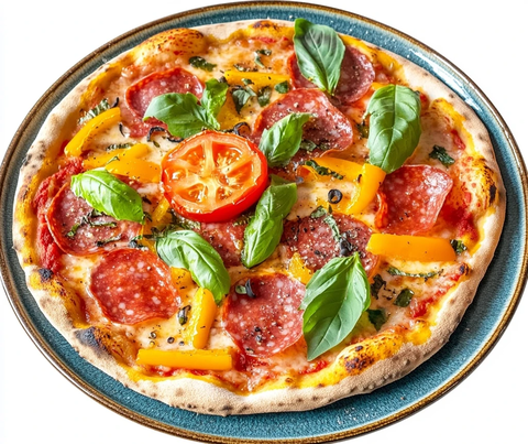 披萨配番茄和香肠