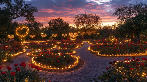 日落花园红玫瑰