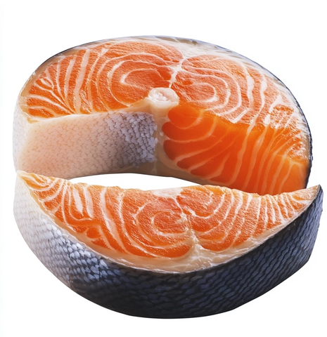 两半切开的鲑鱼