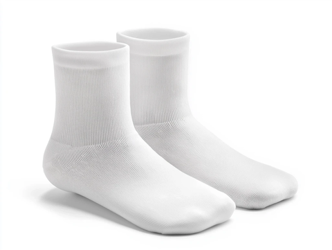 白色平口短运动袜