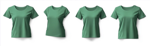 绿色女式T恤前后视图