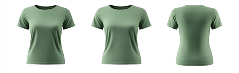 绿色女式T恤前后视图