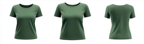 绿色女式T恤前后视图