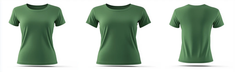 绿色女款T恤前后视图