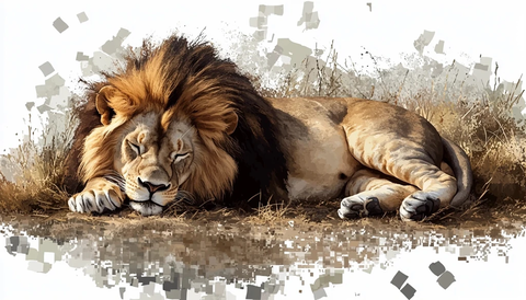 狮子躺地透明背景