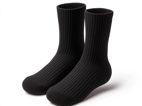 黑色平跟条纹袜