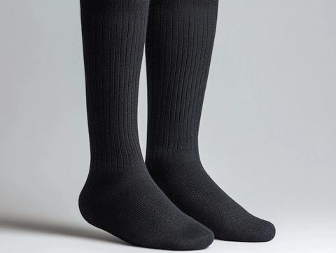 黑色平跟条纹袜