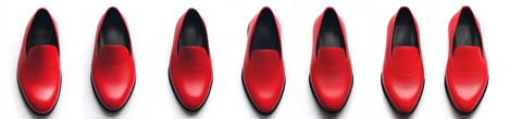 红色皮鞋排列展示