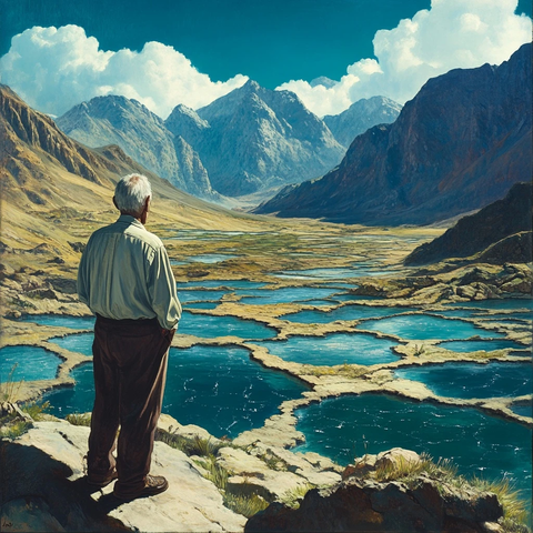 老者眺望山谷