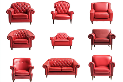 红色皮革扶手椅集合