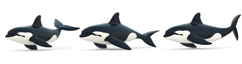 白背景卡通虎鲸三视图