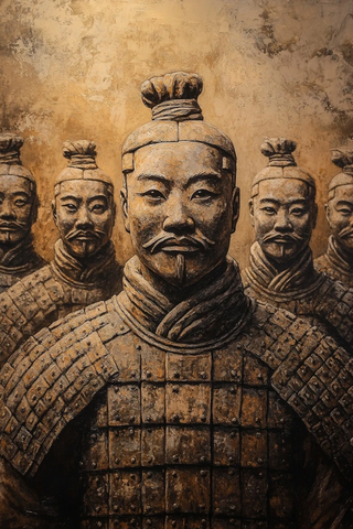 兵马俑的艺术再现油画中的军团
