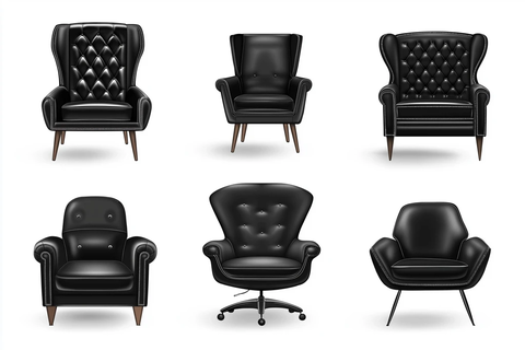 黑色皮革扶手椅集合