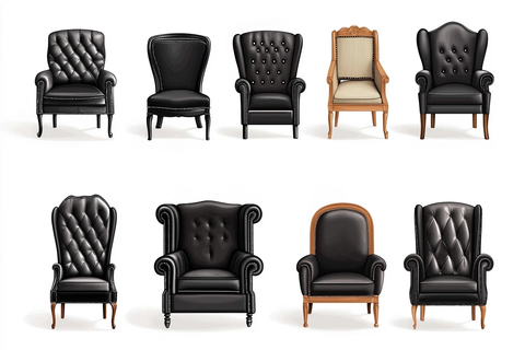 黑色皮革扶手椅集合