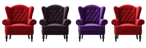 红色紫色天鹅绒扶手椅