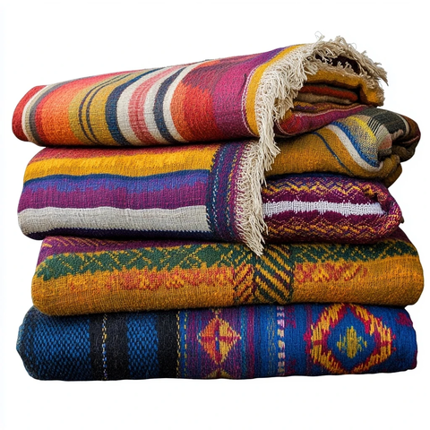 彩色毯子堆叠