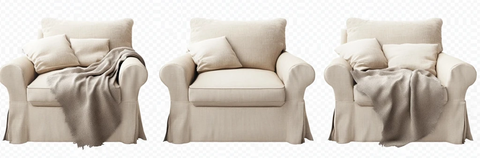 米色扶手椅与毯子