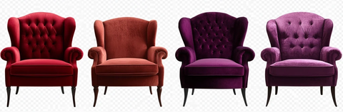 红色紫色天鹅绒扶手椅