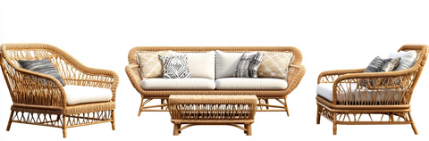 藤编沙发组合
