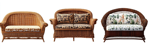 透明背景藤制沙发