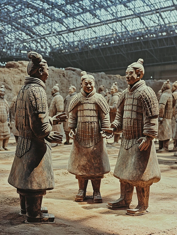 兵马俑坑中的对话古代士兵的交流