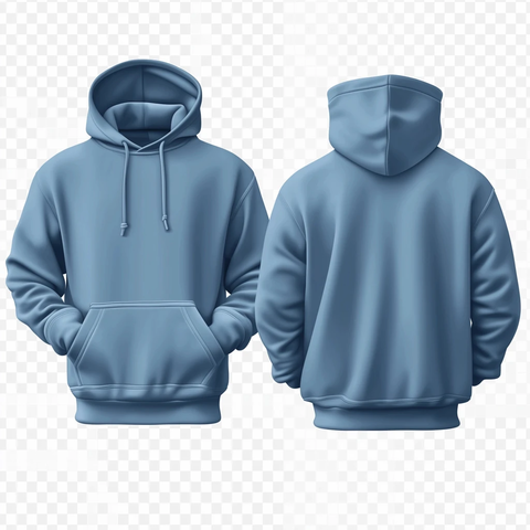 蓝色连帽衫前后视图