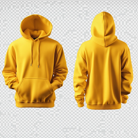 黄色连帽衫前后视图