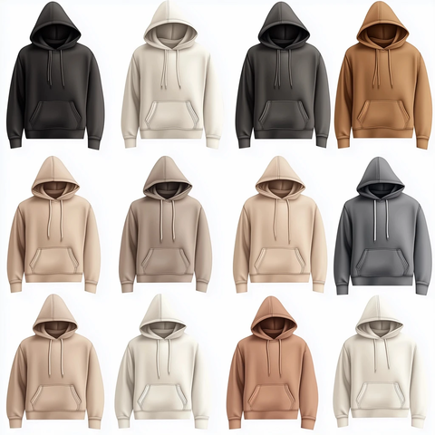 多色连帽衫排列展示