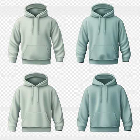 蓝绿色连帽衫四视图