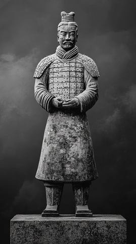 静默的守护者黑白风格的兵马俑