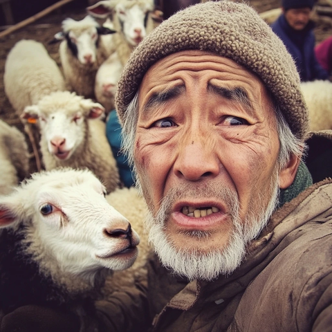 牧羊老人与羊群