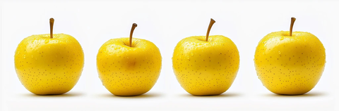 黄色苹果不同位置摆放