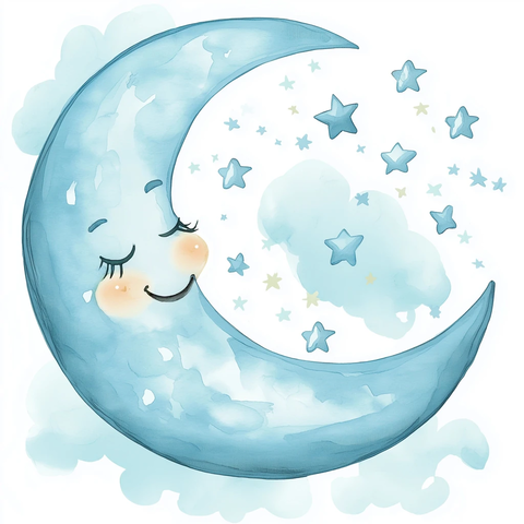 微笑月牙与星星