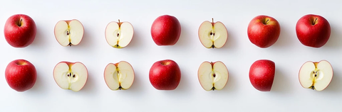红苹果切片与整果
