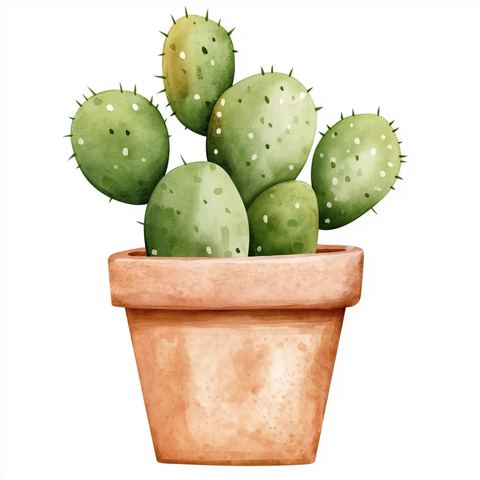 卡通水彩仙人掌花盆
